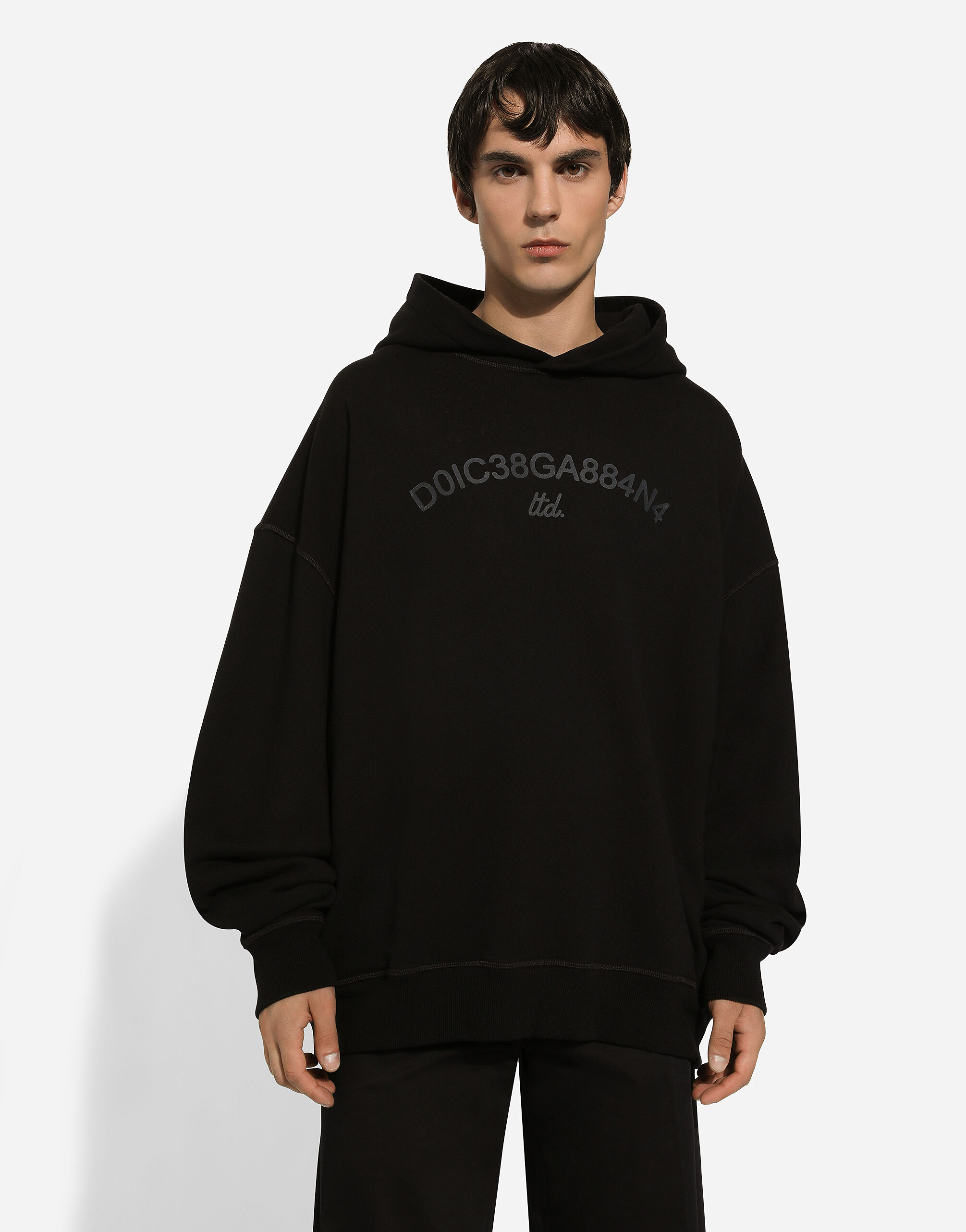 Hoodie with Dolce&Gabbana logo print in Black for | Dolce&Gabbana® US