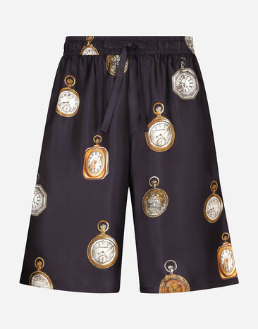 ${brand} Watch-print silk jogging shorts ${colorDescription} ${masterID}