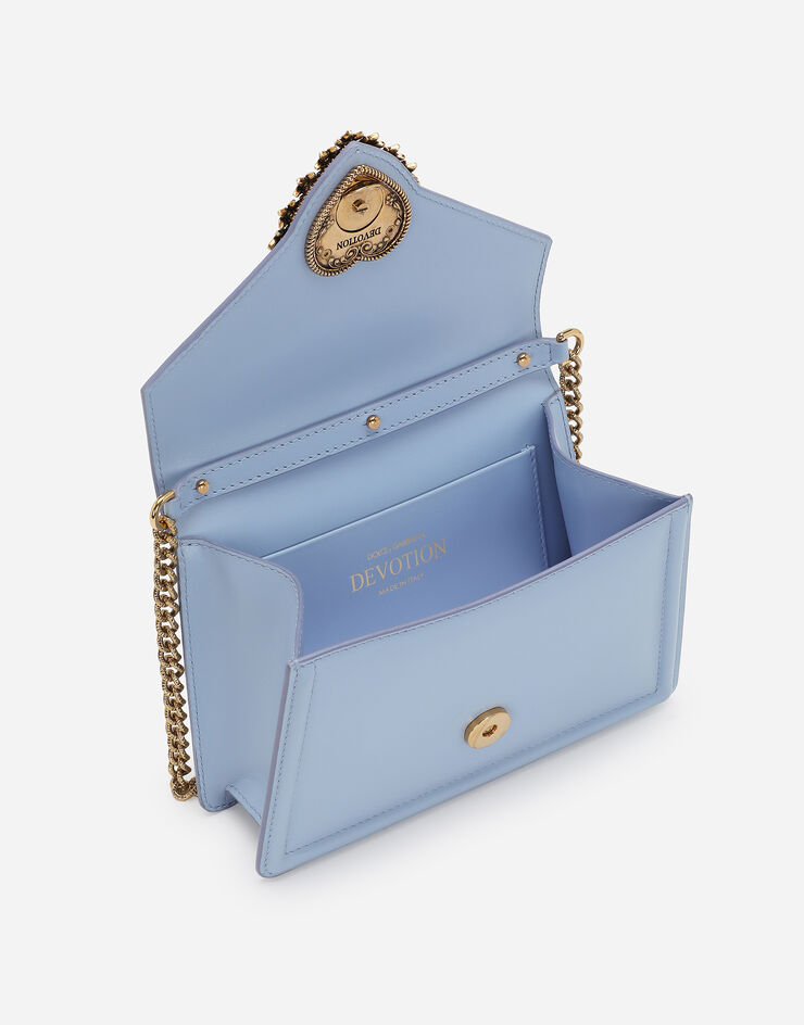 Dolce & Gabbana Sac à anse supérieure Devotion petit format Bleu Clair BB6711AV893