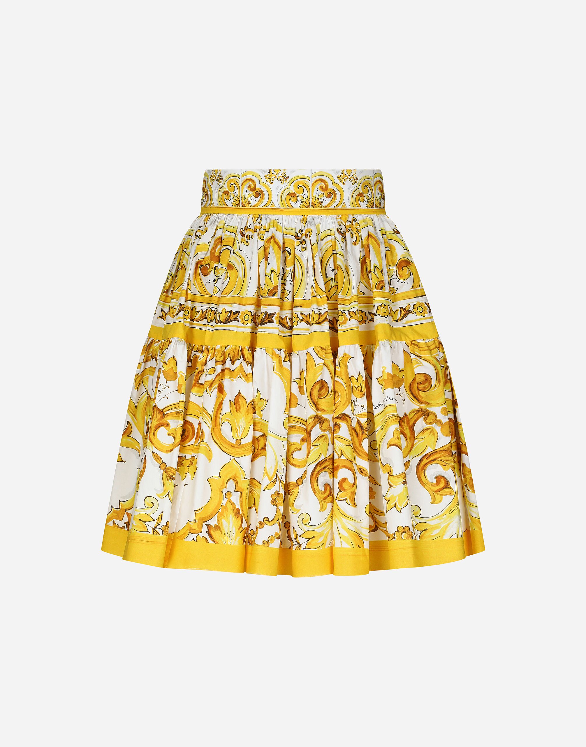 ${brand} Short circle skirt in majolica-print cotton ${colorDescription} ${masterID}