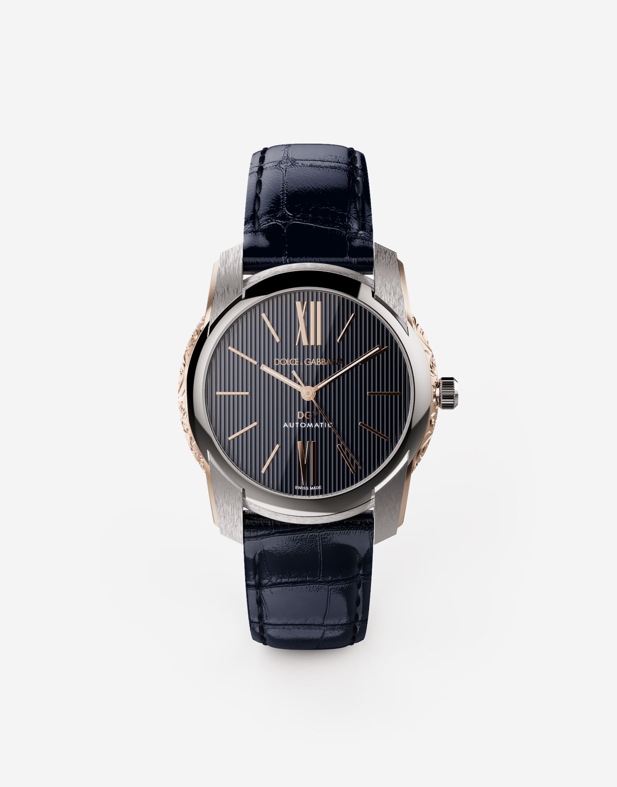 Dolce & Gabbana Reloj DG7 en acero con laterales grabados en oro Negro BM2012AS738