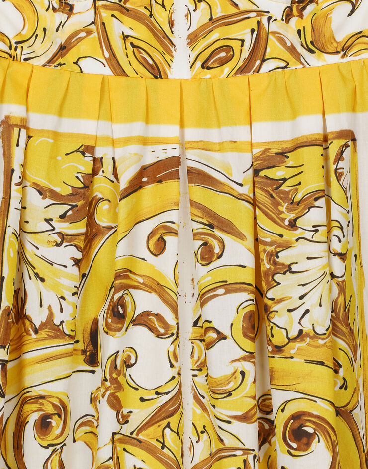 Dolce & Gabbana Vestido corto con corsé en popelina de algodón con estampado Maiolica Imprima F6JDATFI5JJ