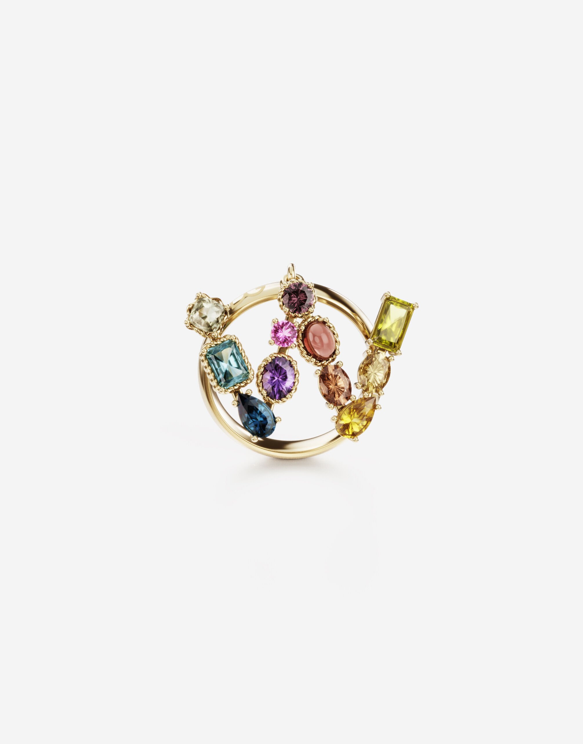 Dolce & Gabbana Rainbow alphabet W ring in yellow gold with multicolor fine gems Gold WAMR2GWMIXS