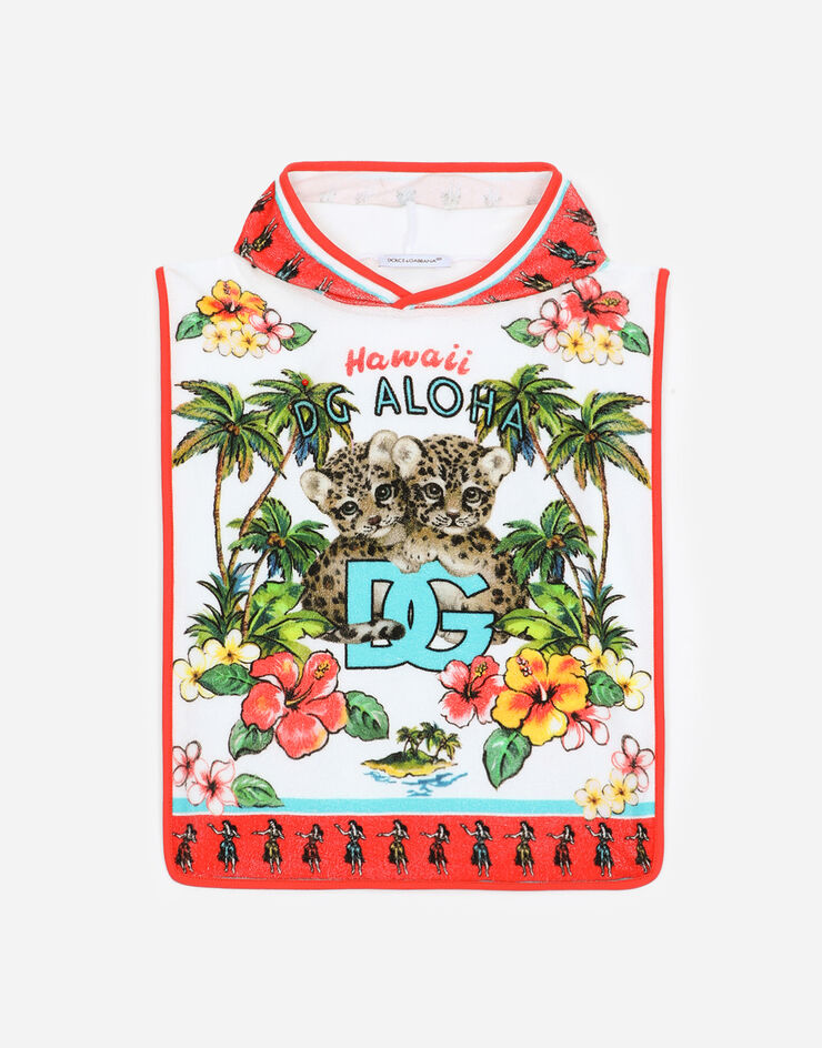 Dolce & Gabbana Bademantel aus Frottee mit Hawaii-Print Drucken LNJAE6G7L9U