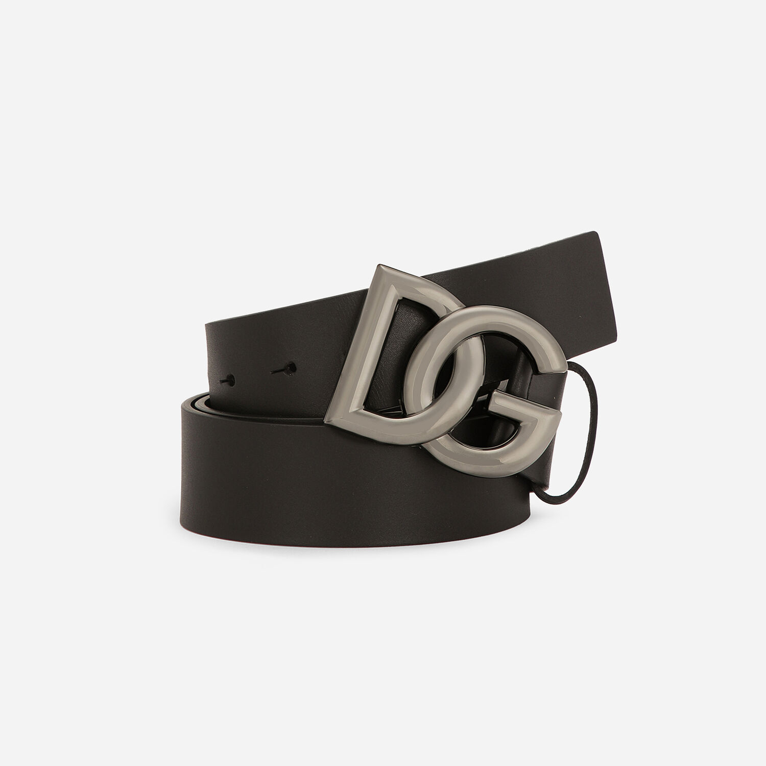 Lux leather belt with | DG Dolce&Gabbana® Black logo crossover buckle US in for