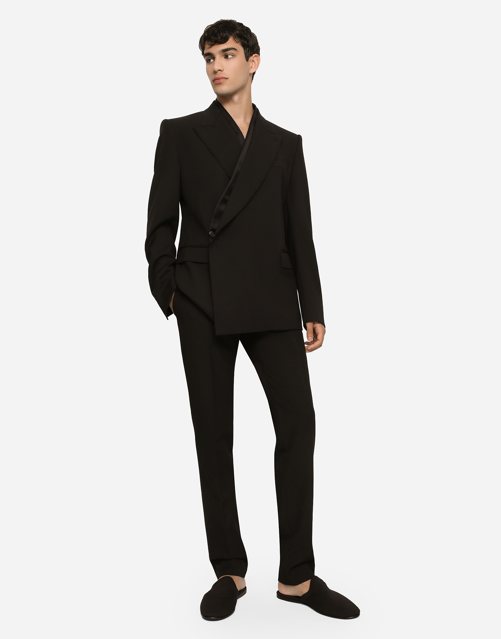 Tailored double-breasted stretch wool Sicilia-fit jacket