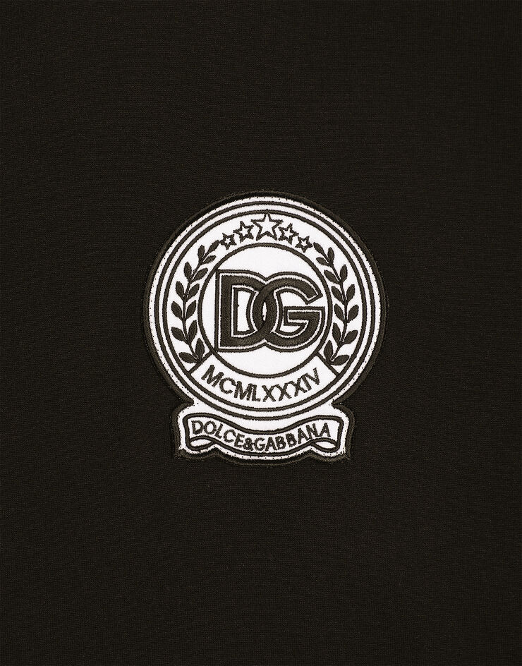 Dolce & Gabbana T-shirt in cotone con ricamo logo Nero G8PN9ZG7NYE