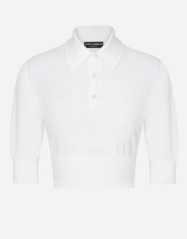Dolce & Gabbana Cotton and silk cropped polo-shirt Print F8U74TII7EP
