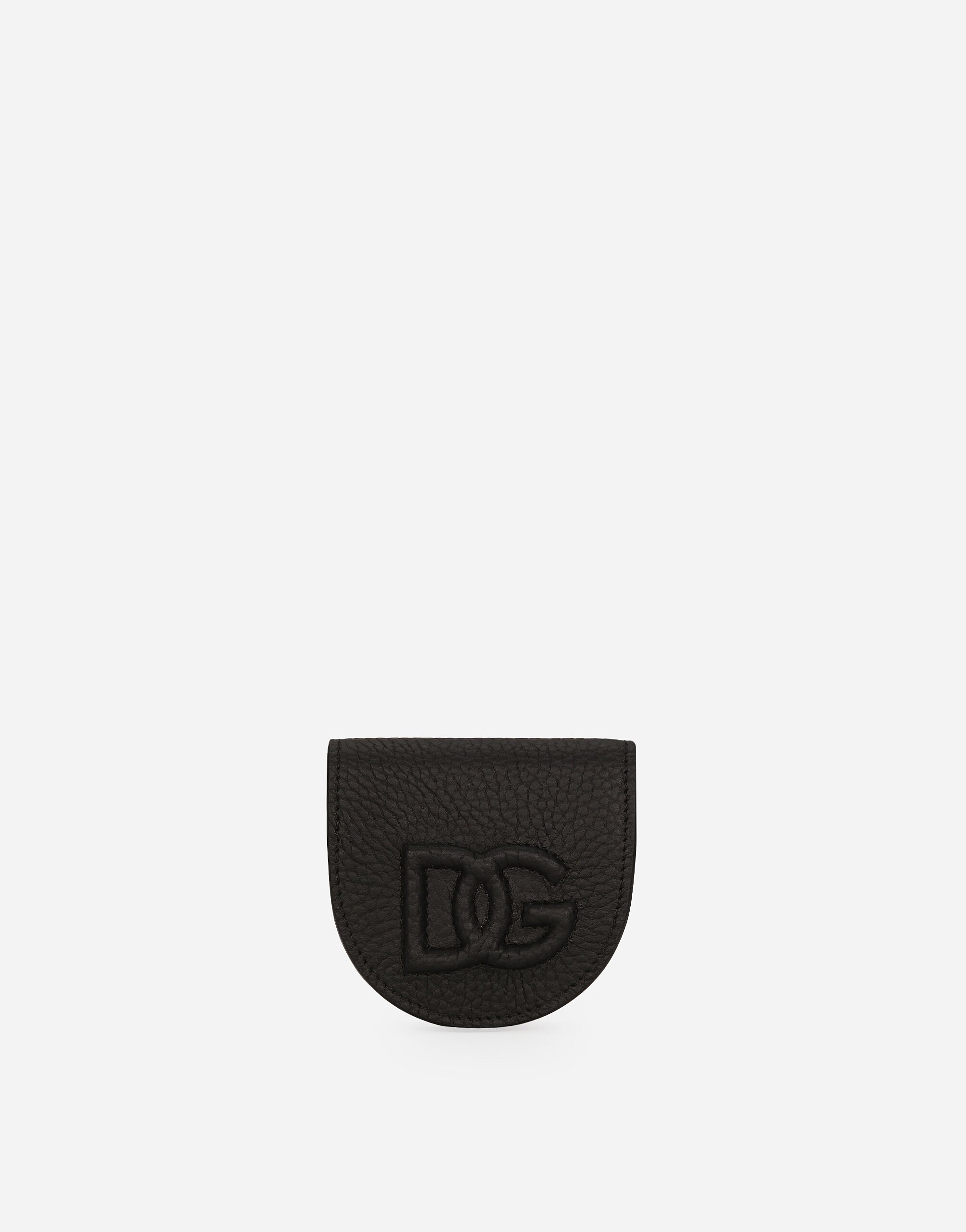 Dolce & Gabbana محفظة نقود معدنية من جلد عجل بطبعة جلد غزال أسود BP3259AG182