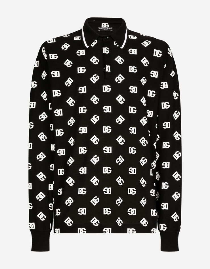 Dolce & Gabbana Polo de manga larga de algodón con DG Monogram Negro G8RL5TG7L5D