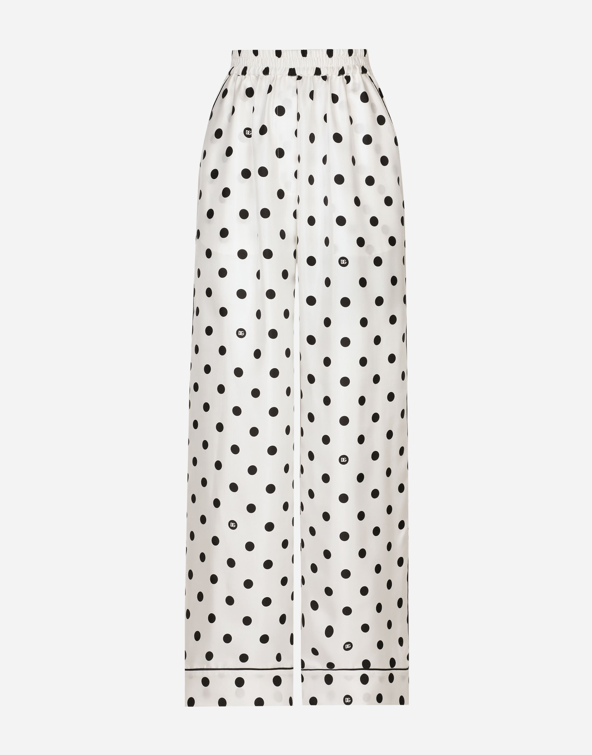 Dolce & Gabbana Silk pajama pants with polka-dot print White FTC55TFJTBV