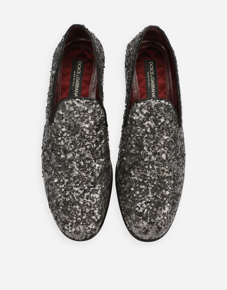 Dolce & Gabbana Slipper aus Pailletten Grau A50396AN308