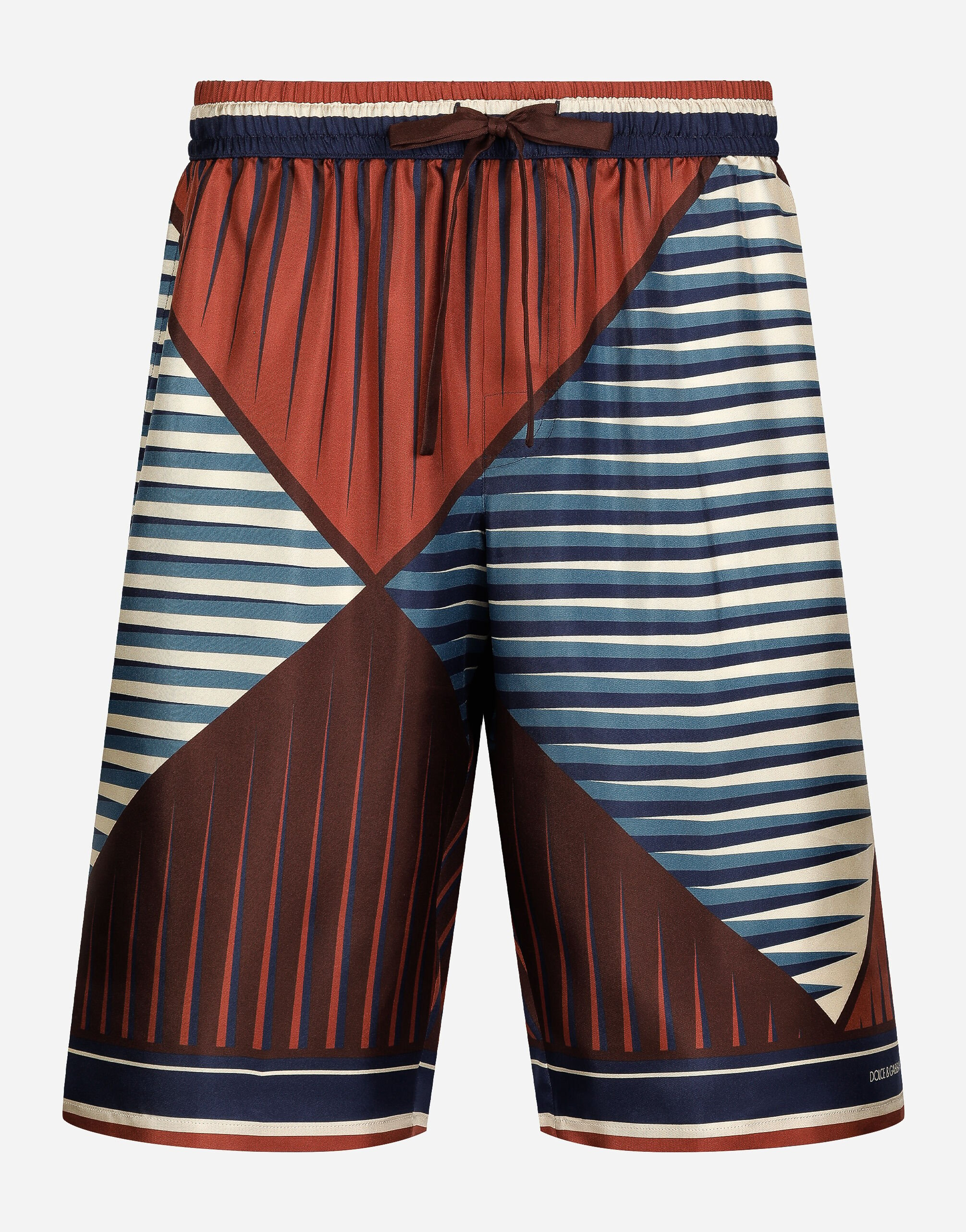 Dolce & Gabbana Printed silk jogging shorts Azure GW0MATFU4LG
