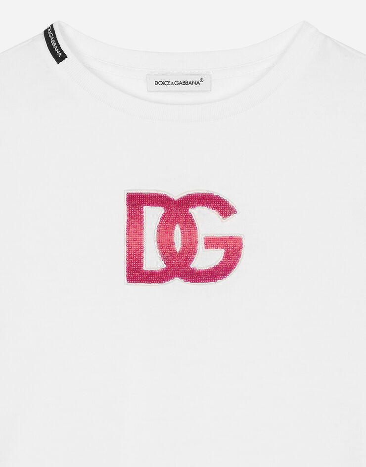 Dolce & Gabbana Jersey T-shirt with DG logo White L5JTNKG7N4K