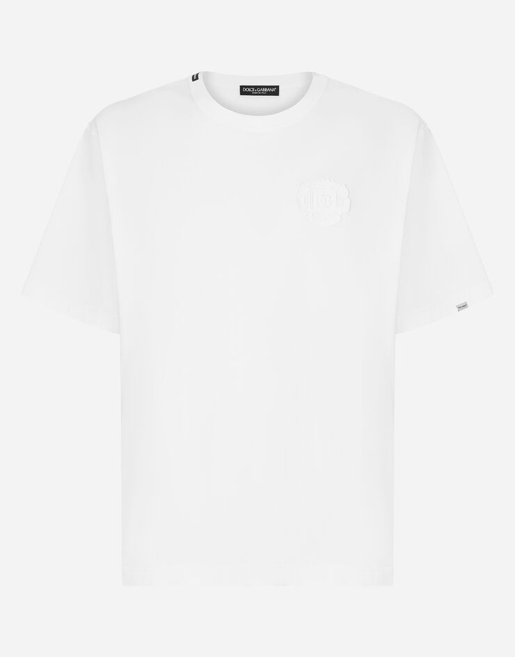 Dolce & Gabbana Camiseta de algodón con logotipo bordado Blanco G8PN9ZG7NYJ