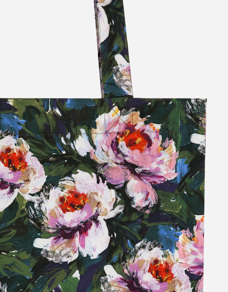 Dolce & Gabbana حقيبة تسوق من قماش كانفاس بطبعة زهرة الفاونيا مطبعة GZ031AGI898
