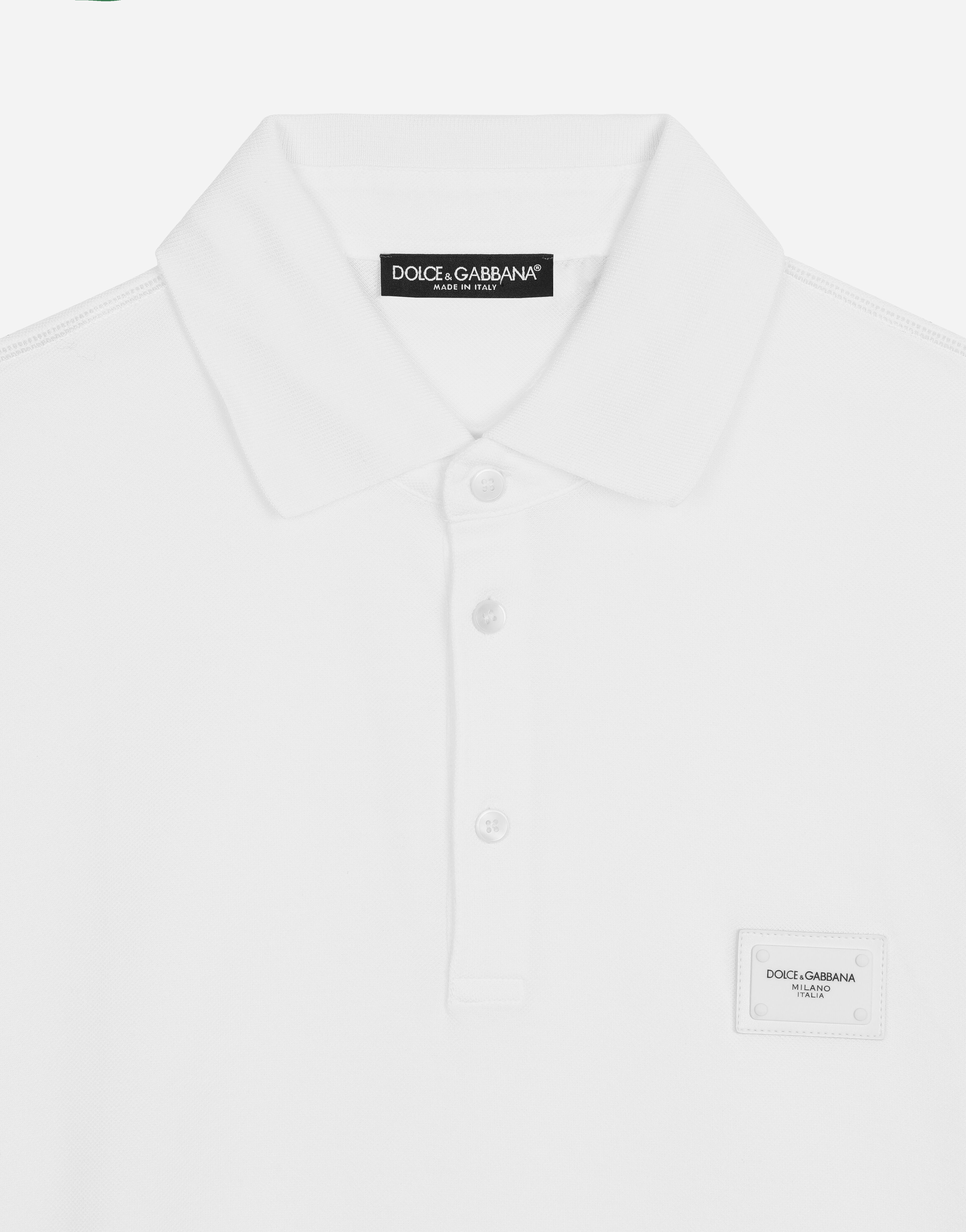 ホワイトのメンズ Cotton piqué polo-shirt with branded plate 