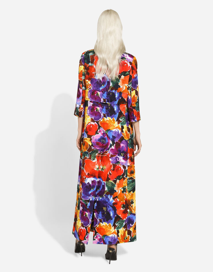 Dolce & Gabbana Длинное пальто из парчи с абстрактным цветочным принтом принт F0W1YTFSTBJ