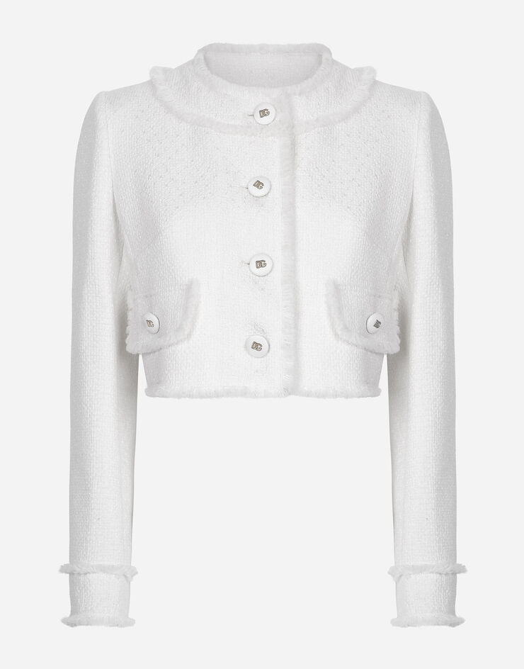 Dolce & Gabbana Chaqueta corta de tweed raschel Blanco F26X8THUMUA