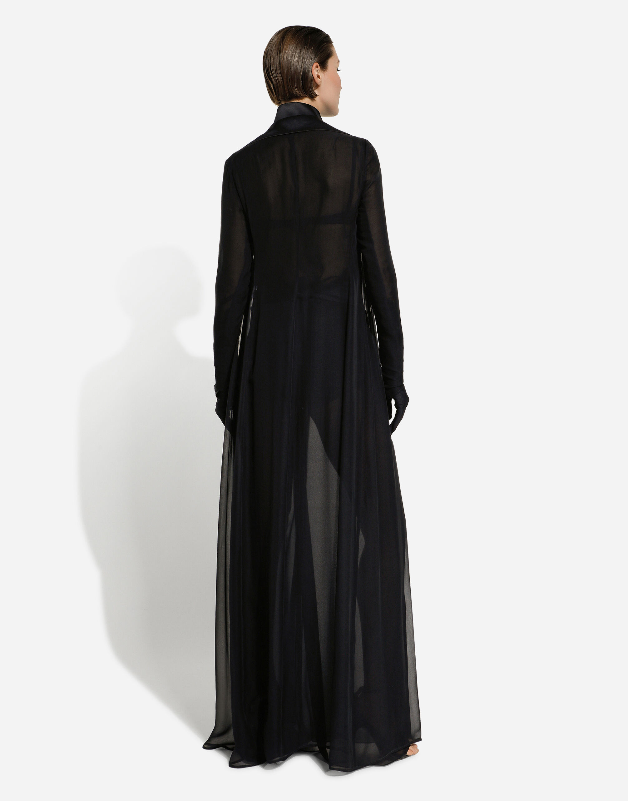 ブラックのウィメンズ Silk chiffon wide-leg pants | Dolce&Gabbana®