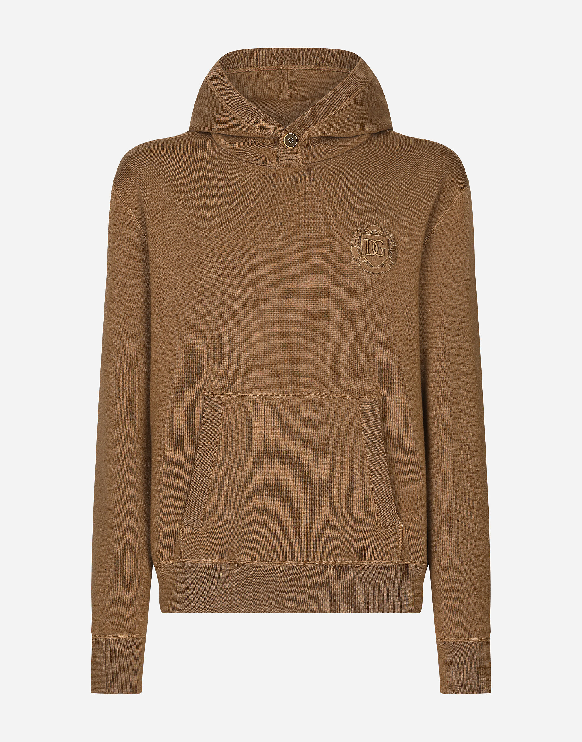 ${brand} Wool and silk hoodie with DG patch ${colorDescription} ${masterID}