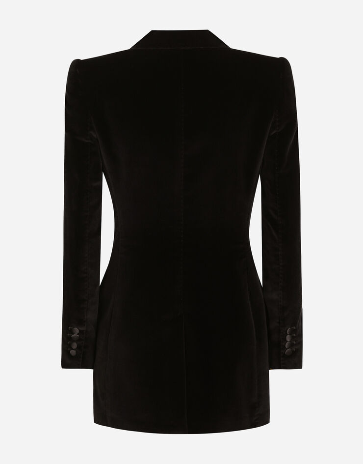 Dolce & Gabbana Veste de smoking droite Turlington en velours Noir F2942TFUVG7