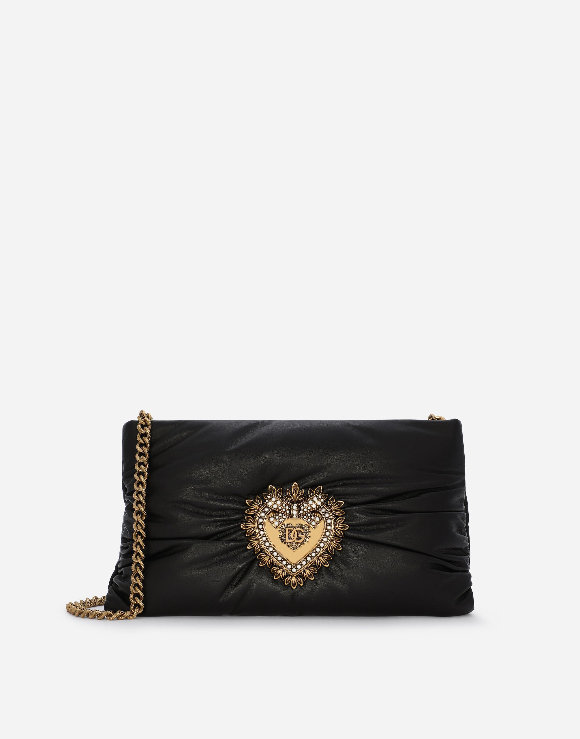 Dolce & Gabbana حقيبة ديفوشن لينة صغيرة من جلد عجل أصفر BB7158AW437