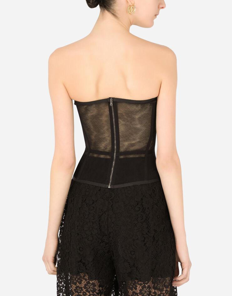Cotton tulle bustier top in BLACK for | Dolce&Gabbana® US