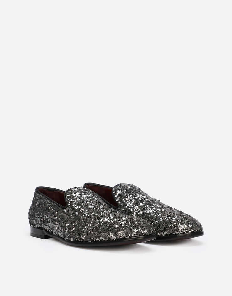 Dolce & Gabbana Slipper aus Pailletten Grau A50396AN308