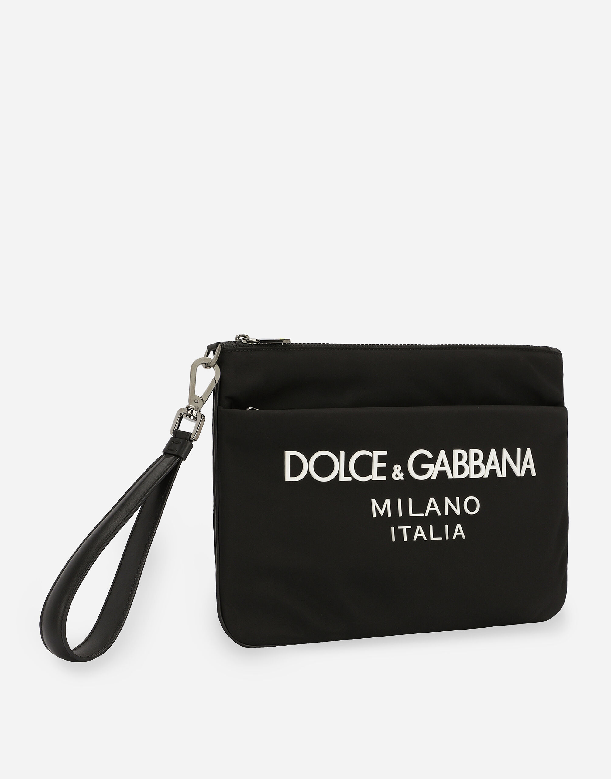 ブラックのメンズ ポーチ ナイロン ラバライズドロゴ | Dolce&Gabbana®