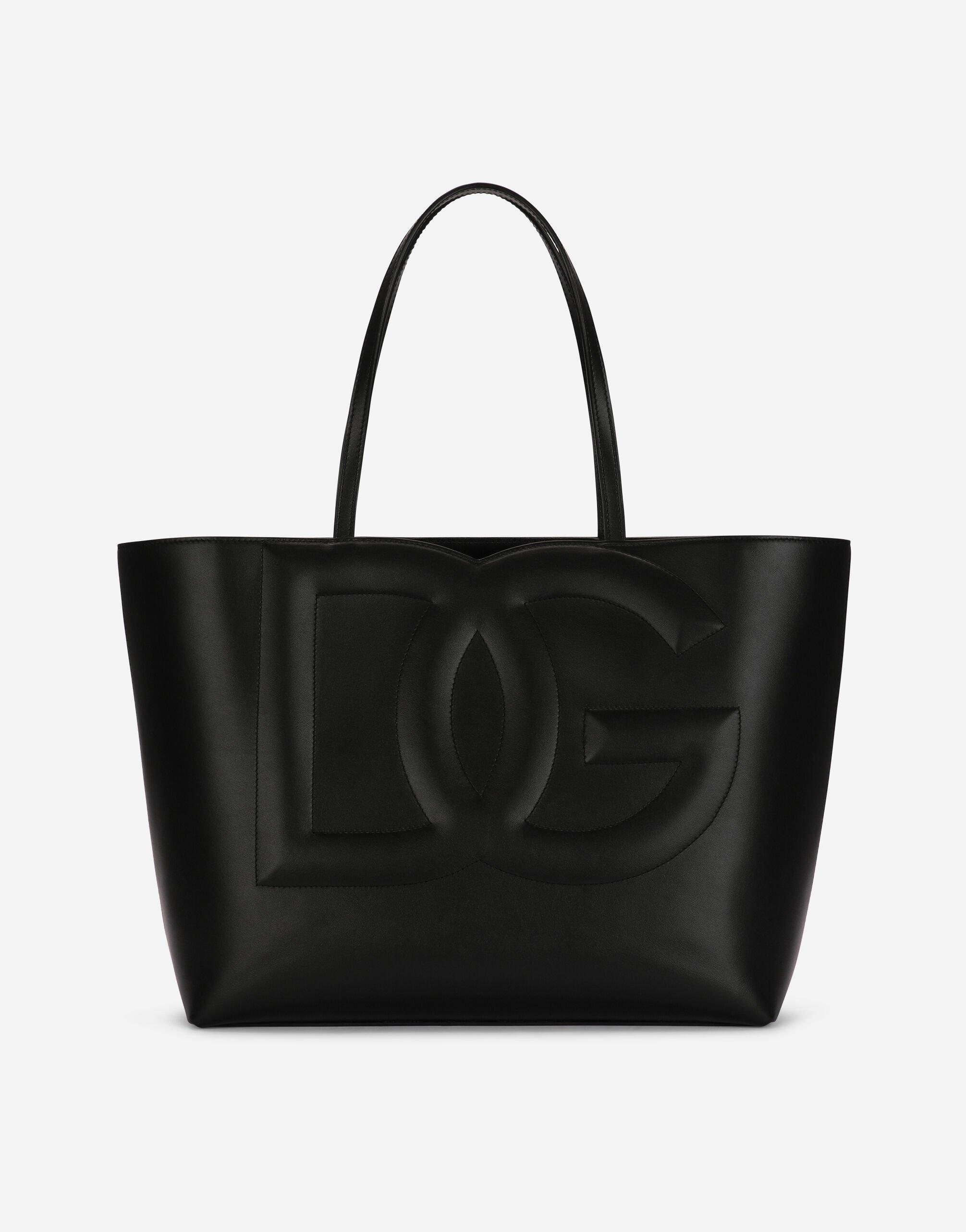 Dolce & Gabbana Mittelgroßer Shopper DG Logo Bag aus Kalbsleder Mehrfarbig BB7655A4547
