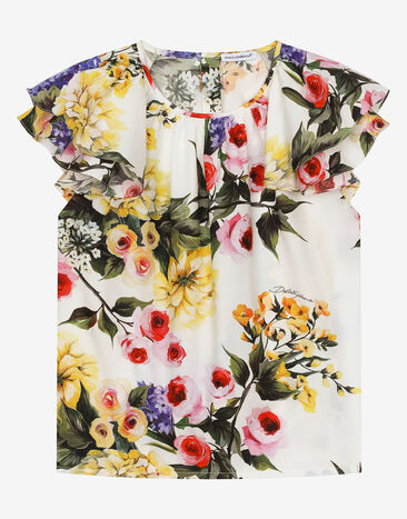 Dolce & Gabbana Bluse aus Popeline mit Garten-Print Drucken L54S05G7KXP