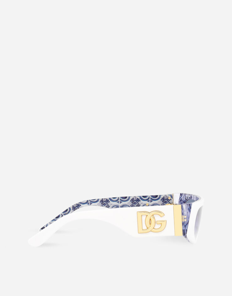 Dolce & Gabbana Lunettes de soleil Blu Mediterraneo Blanc et imprimé majolique VG4411VP119