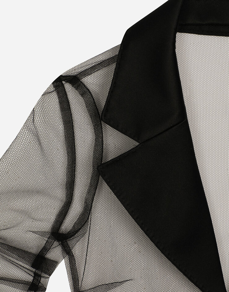 Dolce & Gabbana Жакет из тюля с атласными деталями черный F27AOTHLMLQ