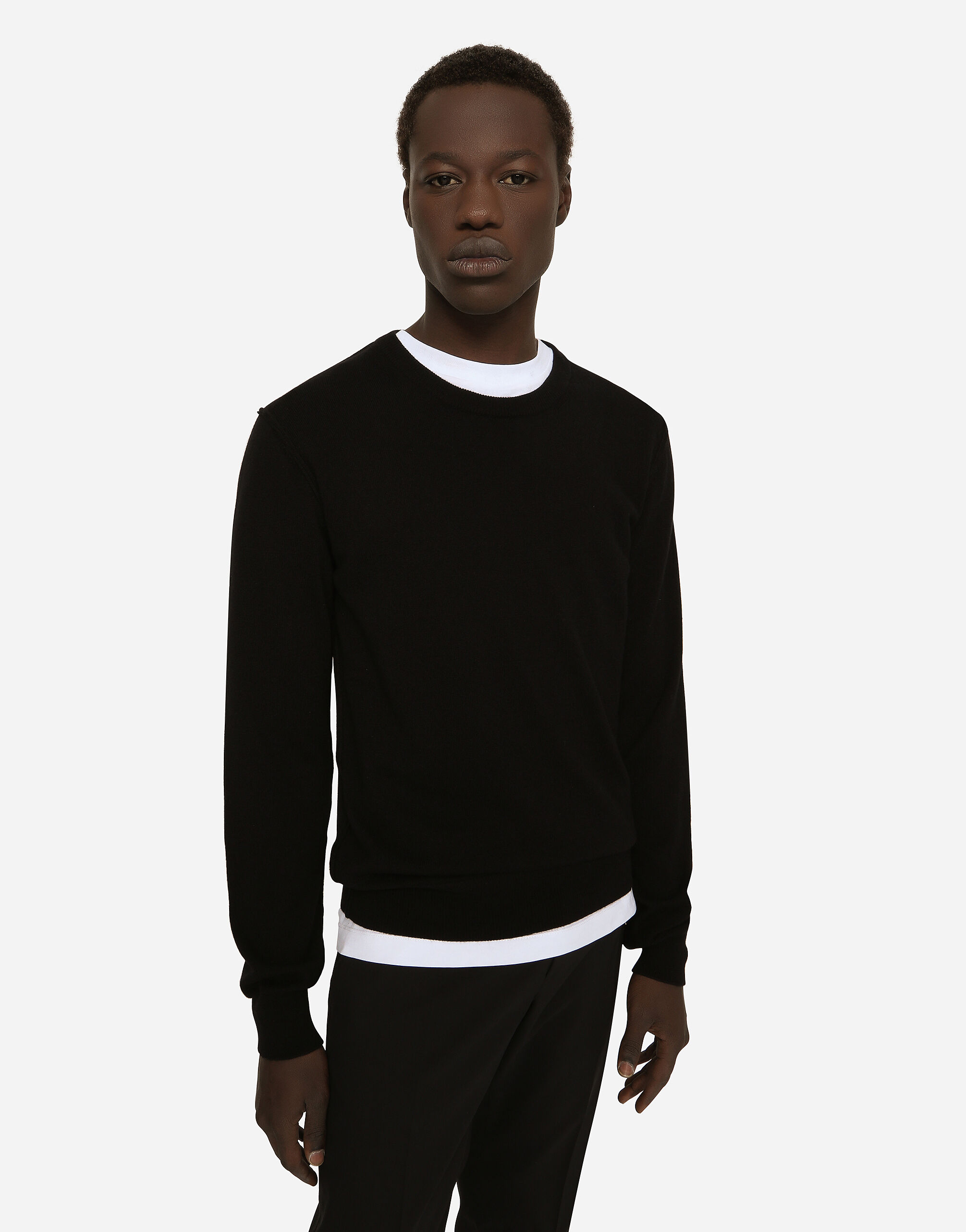 ブルーのメンズ Cashmere round-neck sweater | Dolce&Gabbana®