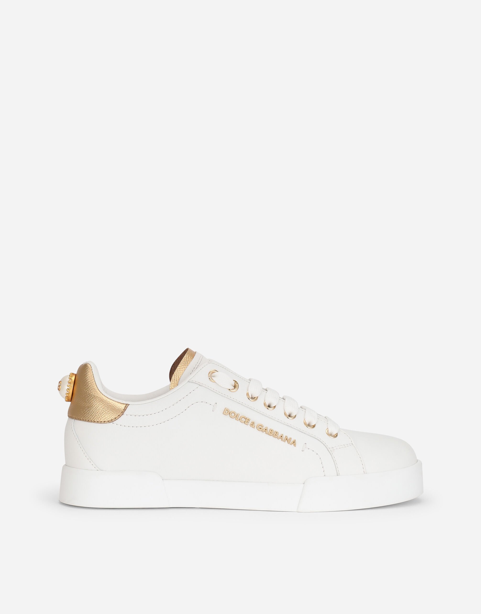 Dolce & Gabbana Calfskin nappa Portofino sneakers with lettering White CK1908AQ040