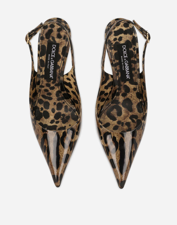 Dolce & Gabbana KIM DOLCE&GABBANA Slingback aus glänzendem Kalbsleder Leoprint Animal-Print CG0769AM568