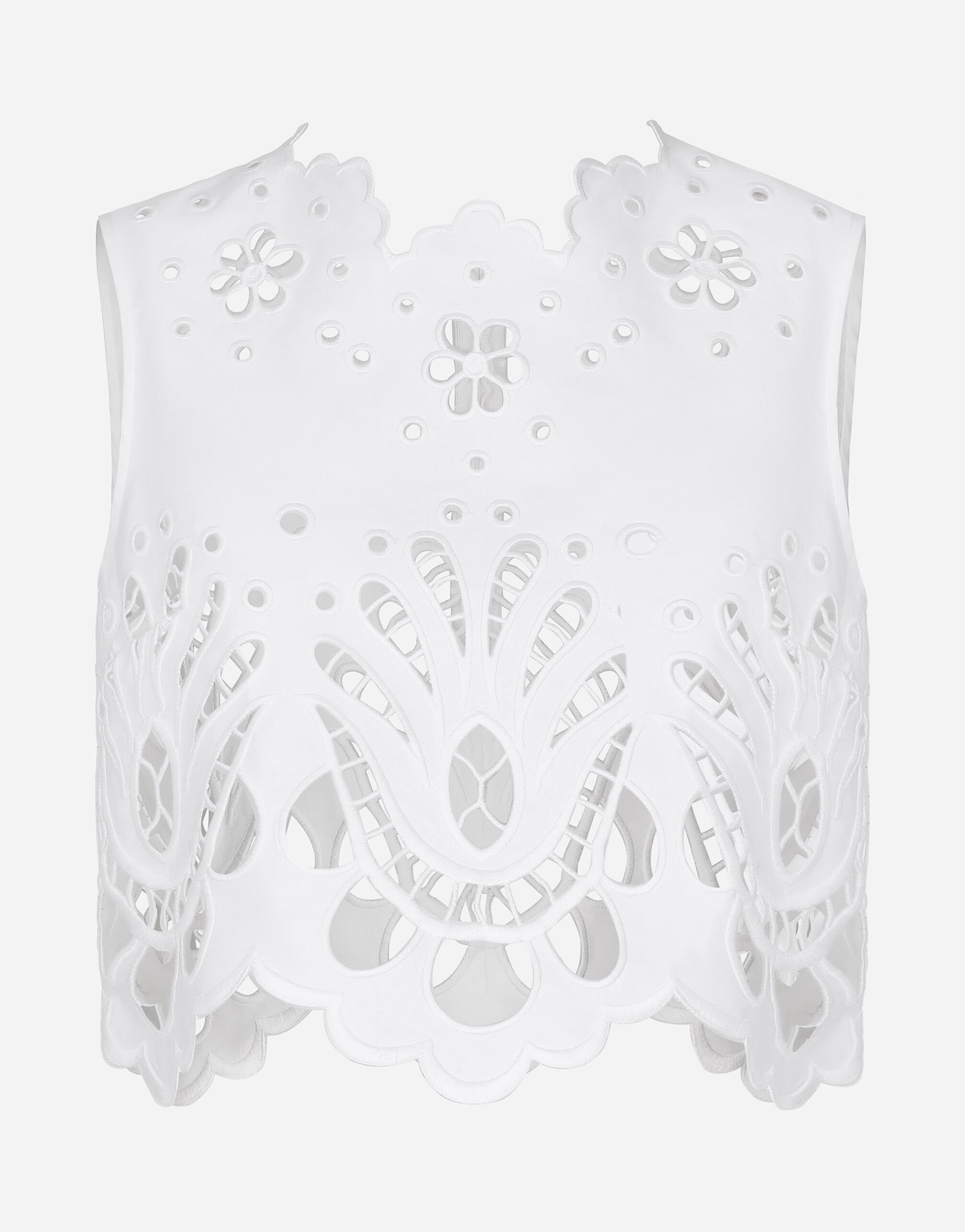 Dolce & Gabbana Cotton crop top with cut-out detailing Print F755PTHH5EA