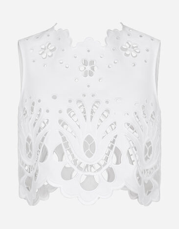 Dolce & Gabbana Cotton crop top with cut-out detailing White F79FSZGDCJP