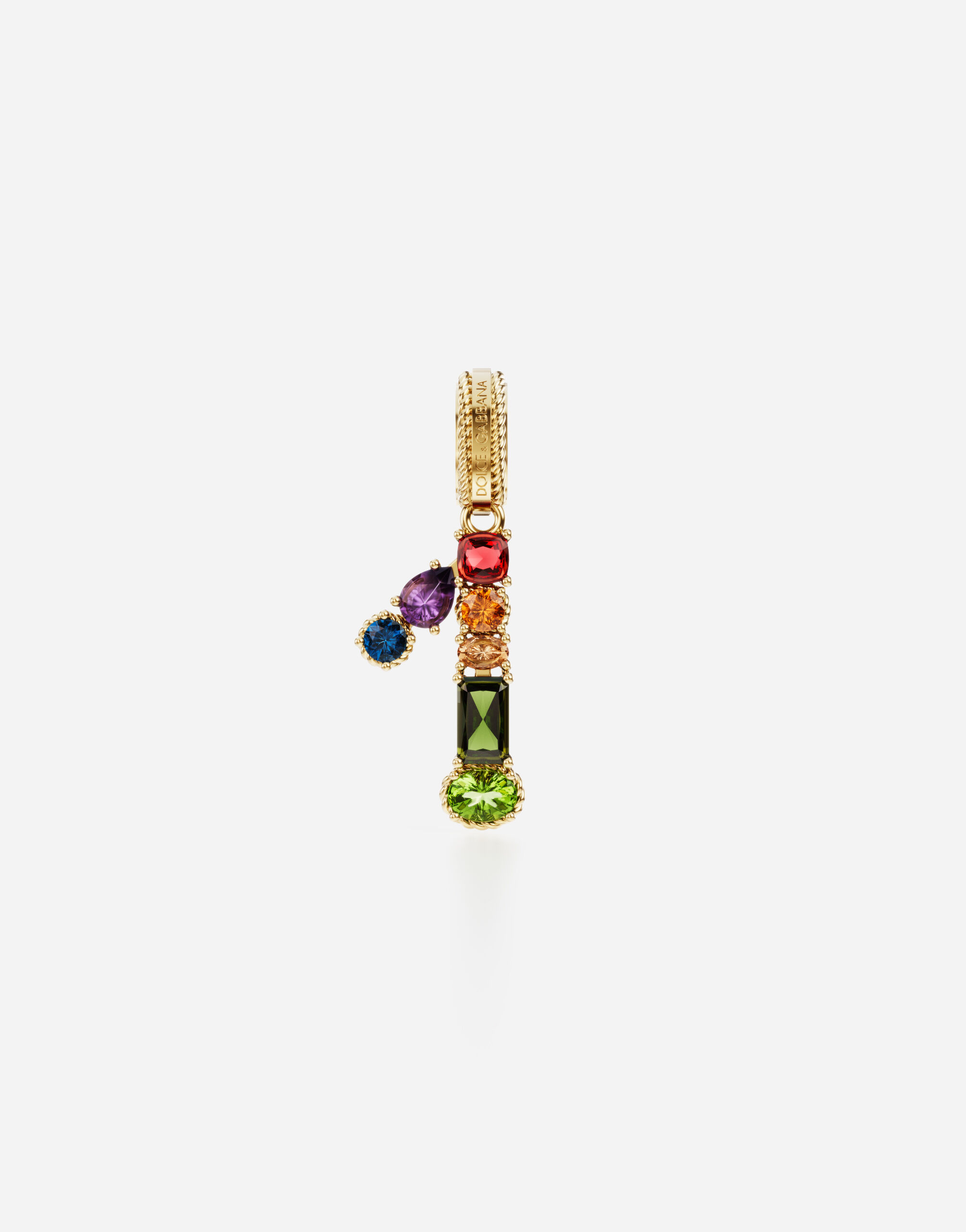 Dolce & Gabbana 18 kt yellow gold rainbow pendant  with multicolor finegemstones representing number 1 Gold WRMR1GWMIXZ
