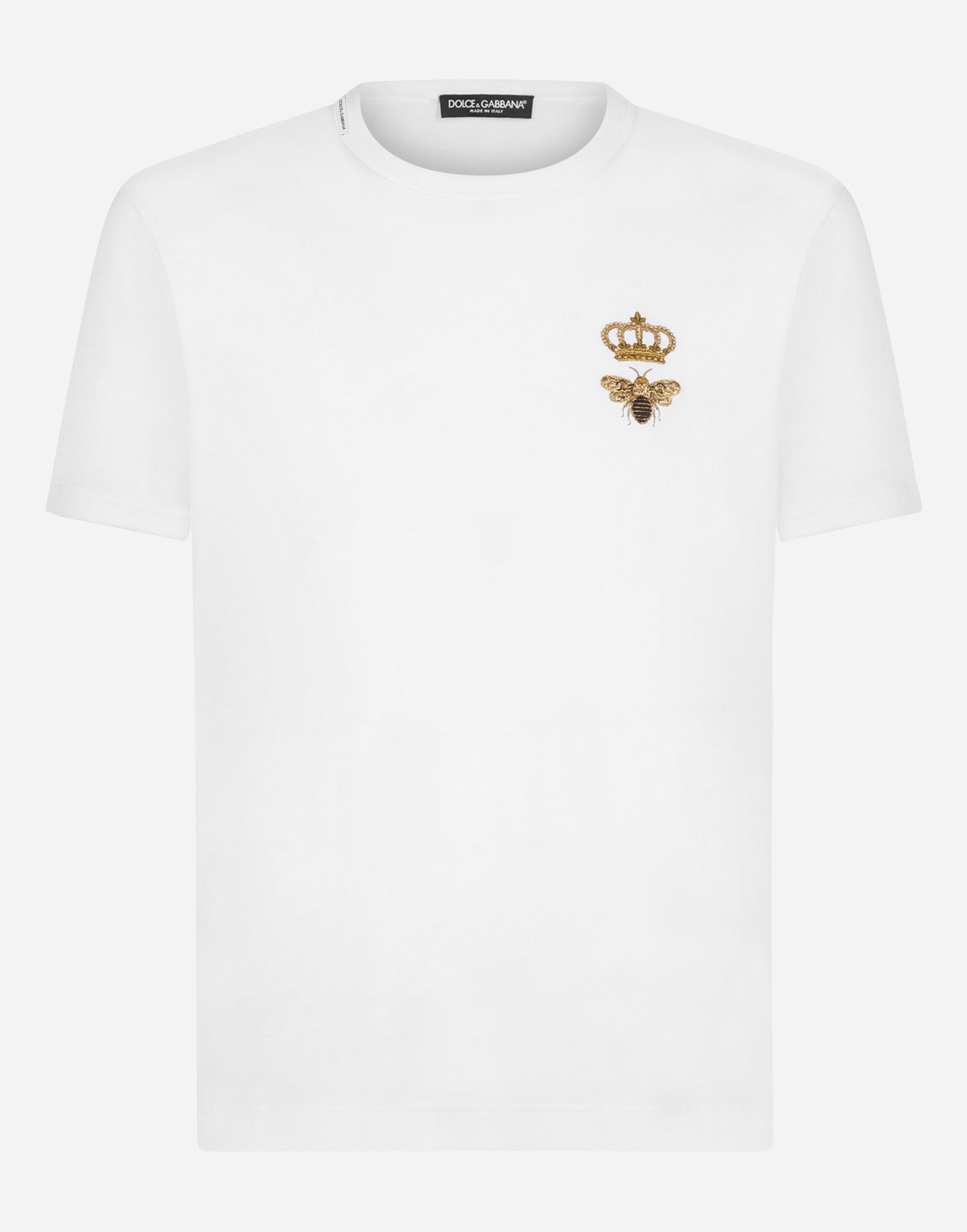 Cotton T-shirt with embroidery in White for | Dolce&Gabbana® US