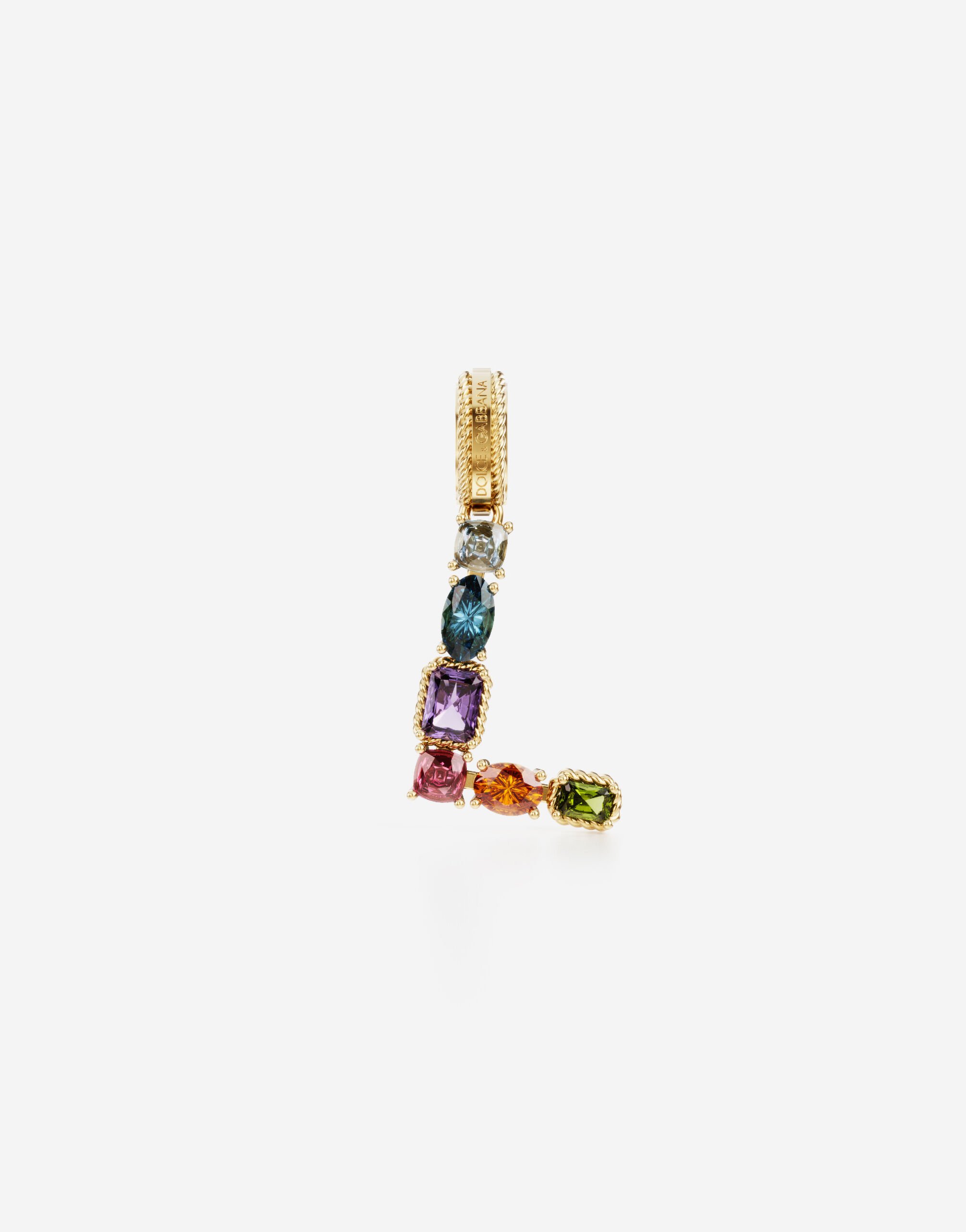Dolce & Gabbana Breloque L Rainbow alphabet en or jaune 18 ct avec pierres multicolores Or Jaune WELD2GWDPY1