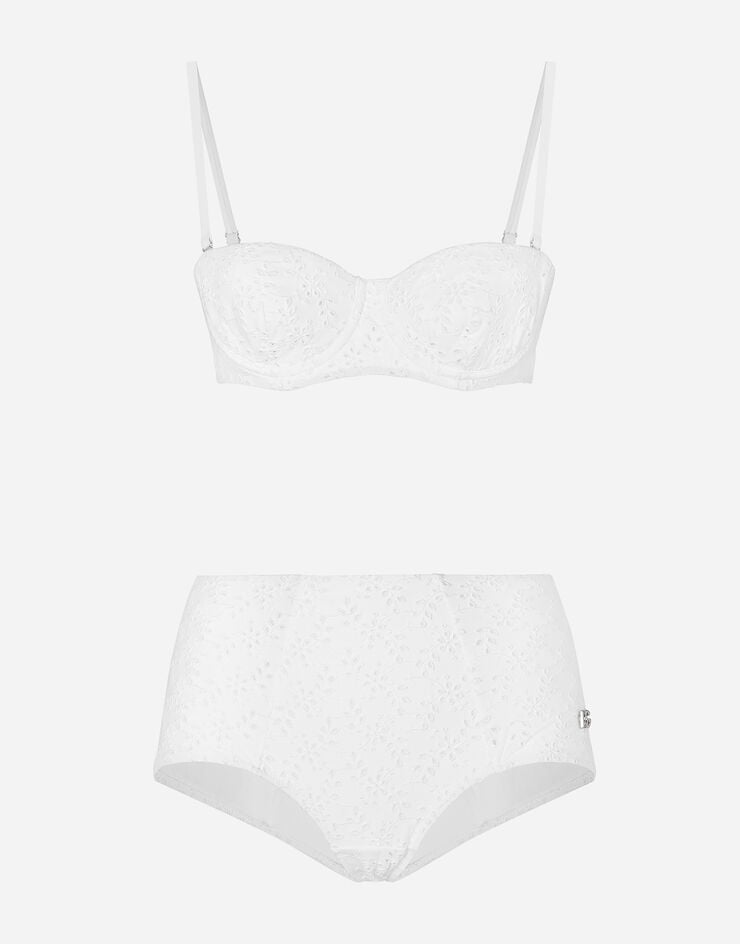 Dolce & Gabbana Broderie anglaise balconette bikini with high-waisted bikini bottoms White O8A29JONR29