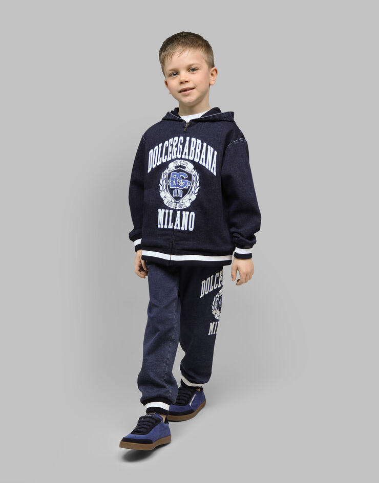 Dolce & Gabbana Kapuzensweatshirt aus Jersey in Jeansoptik mit Dolce&Gabbana-Logo Mehrfarbig L4JWJXLDC42