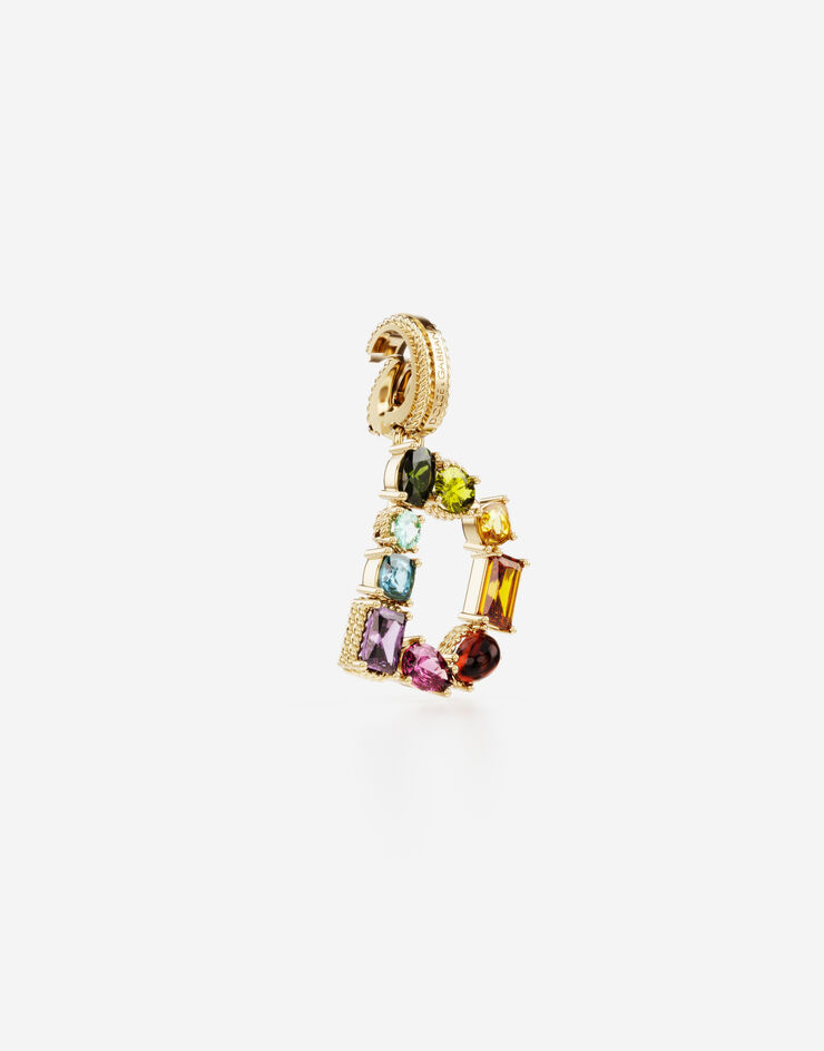 Dolce & Gabbana Breloque D Rainbow alphabet en or jaune 18 ct avec pierres multicolores Doré WANR2GWMIXD