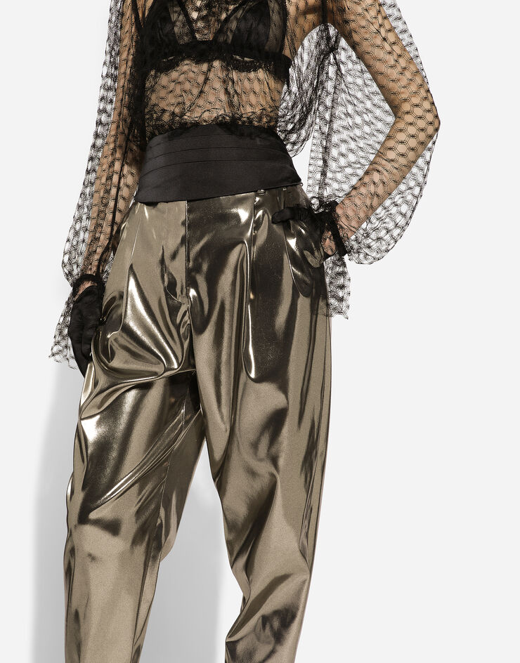 Dolce & Gabbana Foiled stretch satin pants Gold FTC8YTFURMT