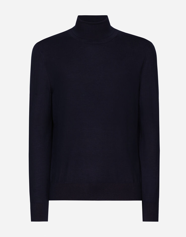 Dolce & Gabbana Cashmere and silk turtle-neck sweater Blue GXW05TJFMEH