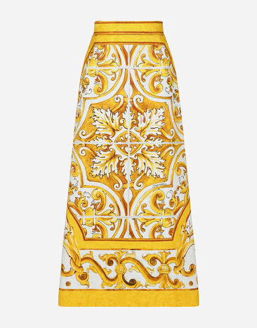 Dolce & Gabbana Юбка миди из парчи с принтом майолики Отпечатки F4CUNTFPTAX