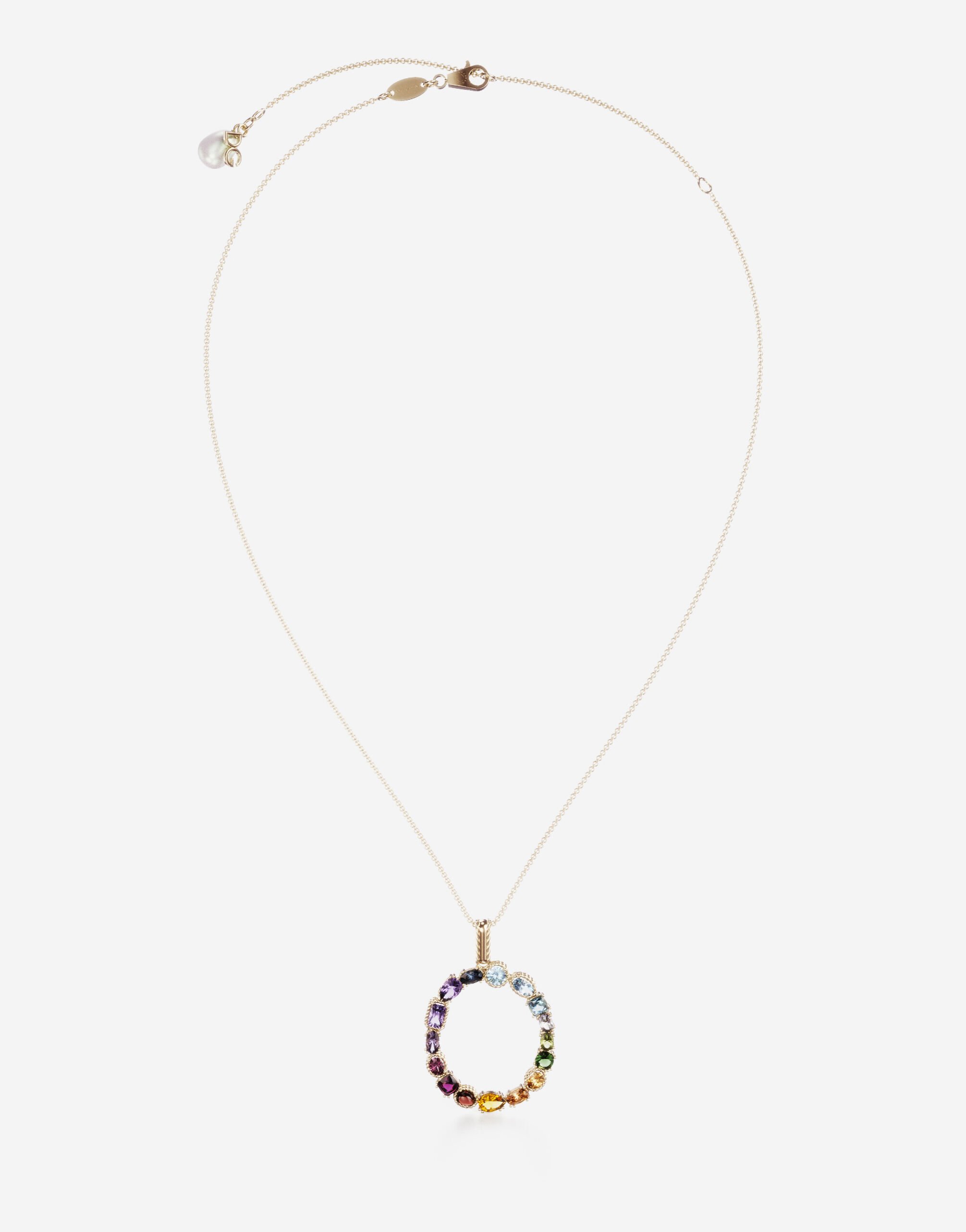 Dolce & Gabbana Rainbow alphabet O pendant in yellow gold with multicolor fine gems Gold WRMR1GWMIXZ