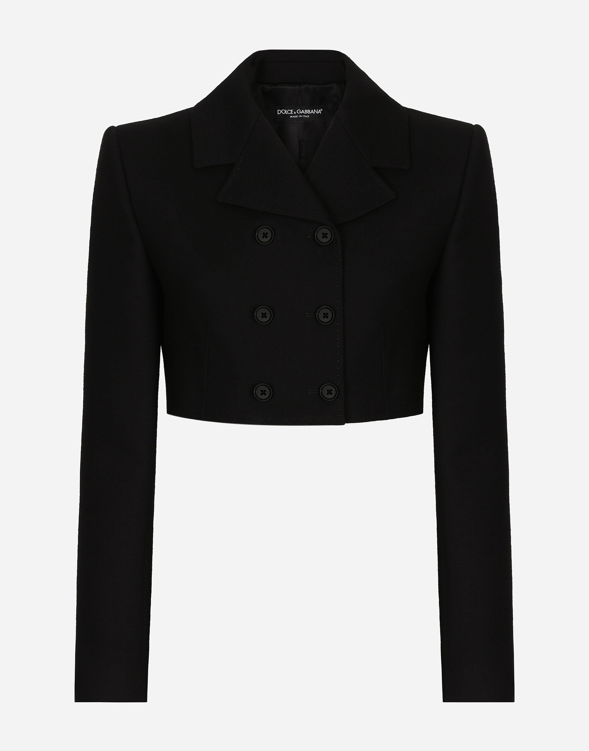 Short double-breasted twill jacket in Black for | Dolce&Gabbana® US